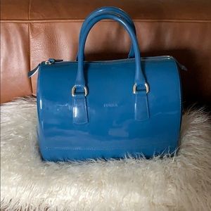 Glossy FURLA Blue Candy Handbag